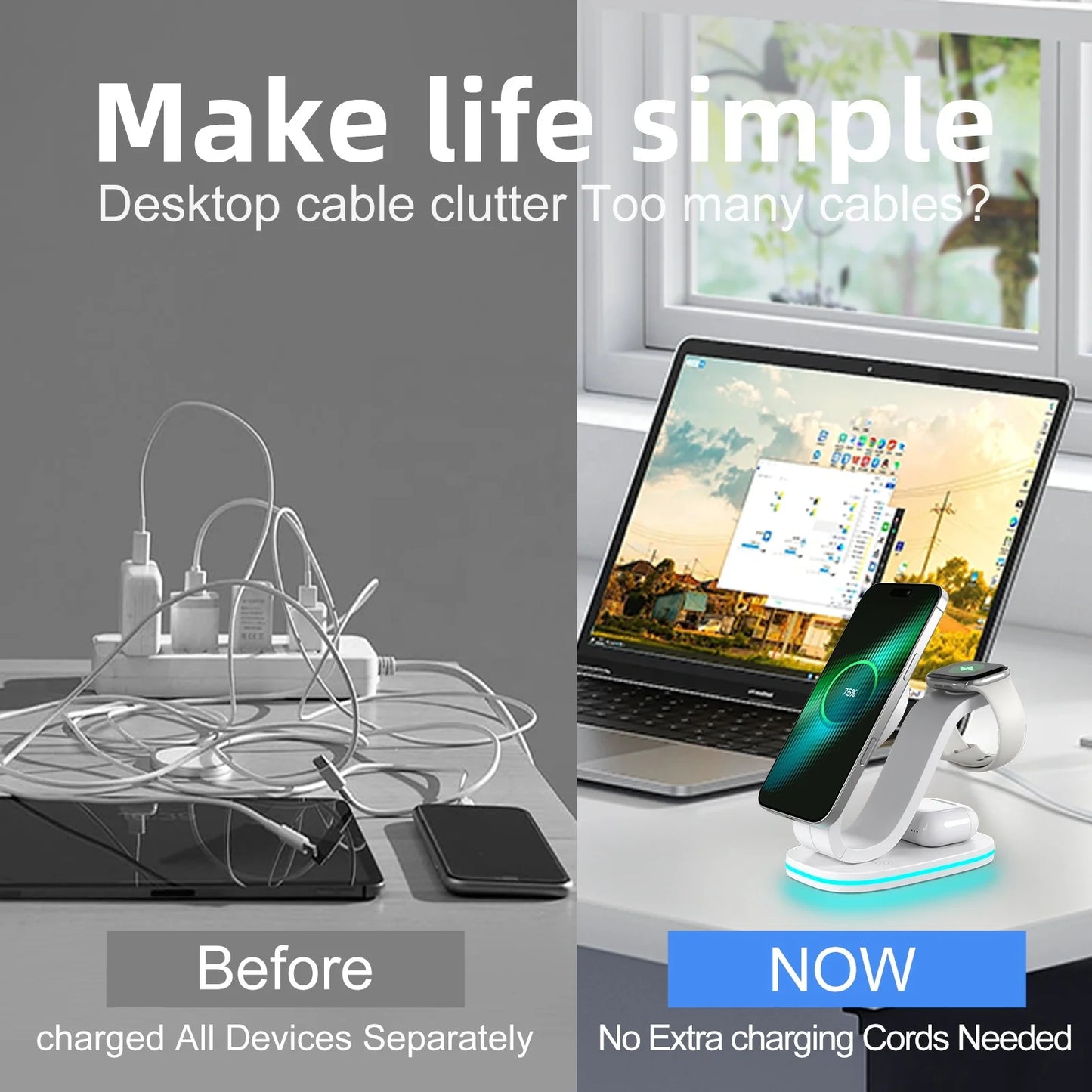 Support de chargeur magnétique sans fil 3 en 1