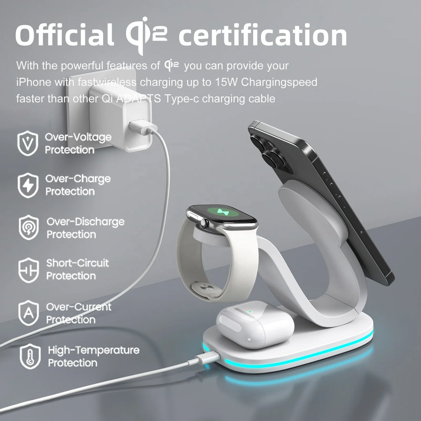 Support de chargeur magnétique sans fil 3 en 1